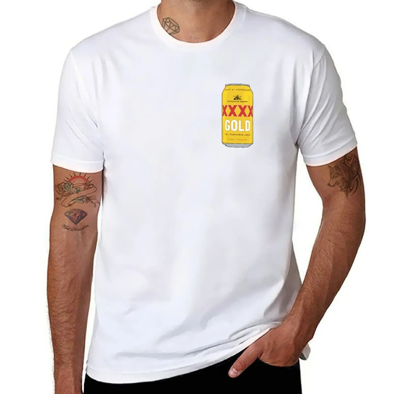 

Hand-drawn XXXX Gold can T-Shirt t shirts for man pack white t shirts for man graphic tees T-Shirt