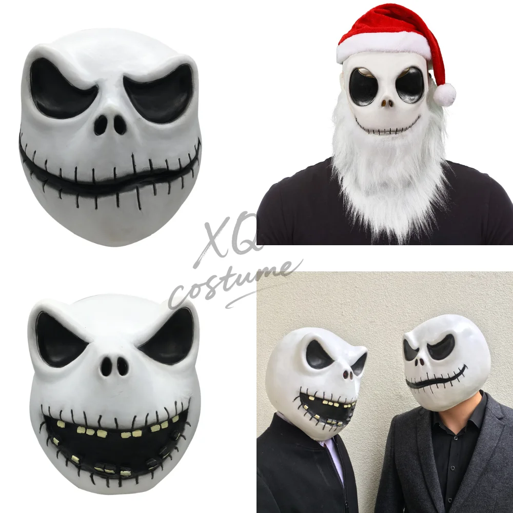 

Мужские рождественские маски для косплея «Кошмар Джек», реквизит для рождественской вечеринки на Хэллоуин, латексные головные уборы, жуткий вечерние нарядные головные уборы для взрослых