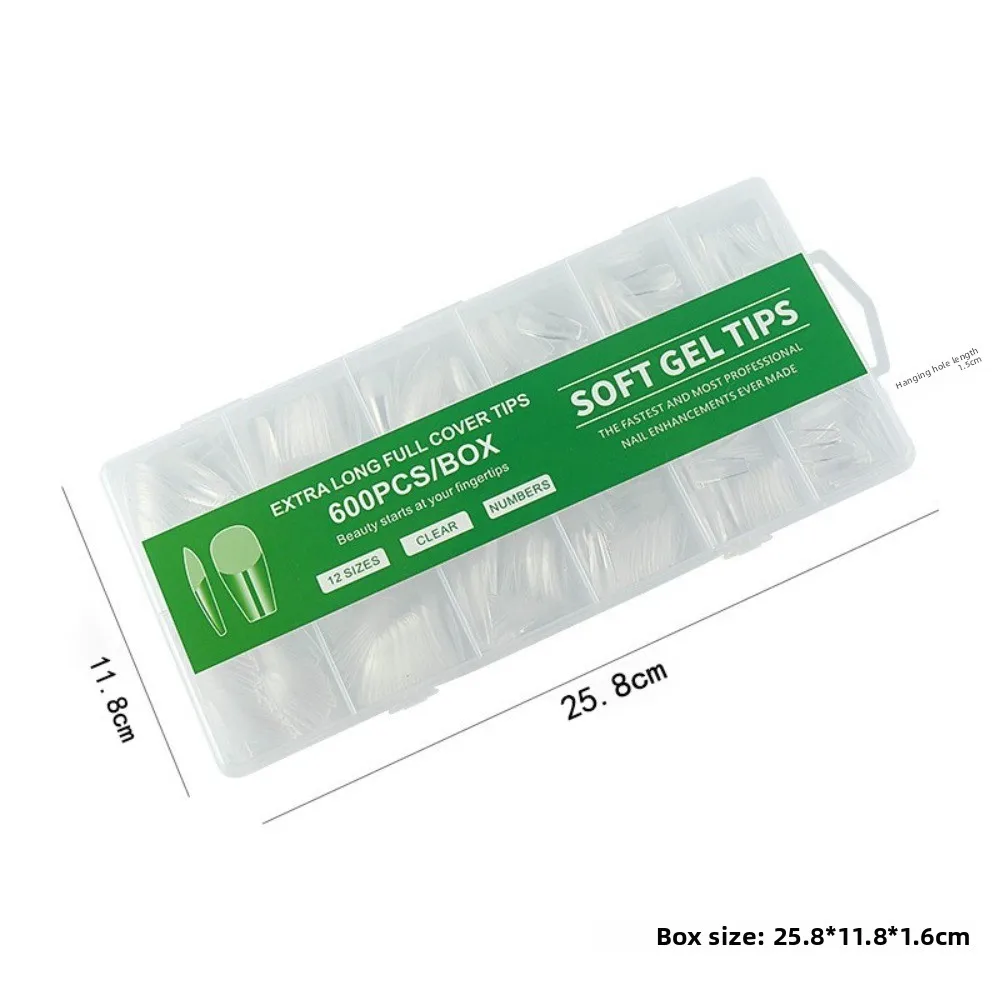 600 pçs ultra-fino curto dicas de unhas curto quadrado caixão forma de amêndoa não-traço formas de unhas extensão clara unhas falsas