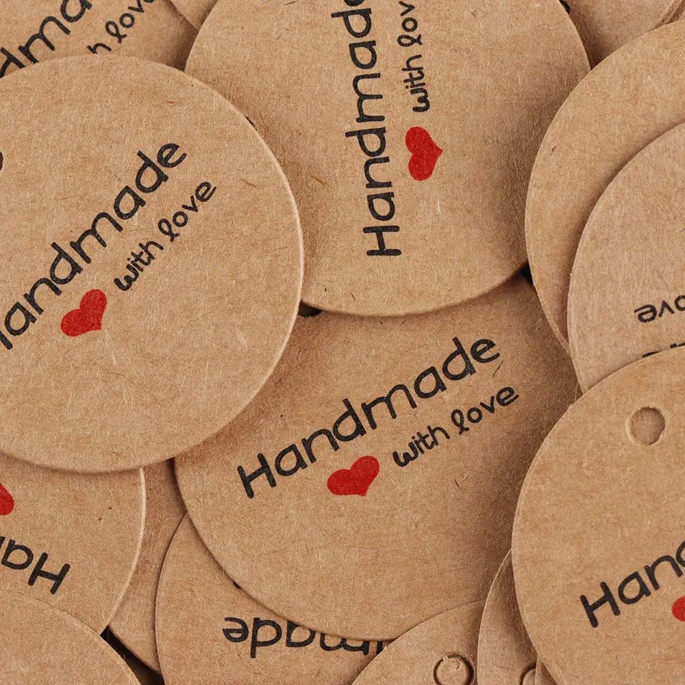 100PCS Wedding Package Handmade Gift Tags Red Heart Price Label Tag Cards