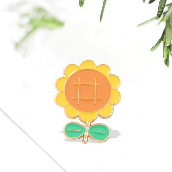 Floral Brooches Plant Badges for Banquet Wedding Party Women Fashion Jewelry High Quality Sunflower Enamel Pins