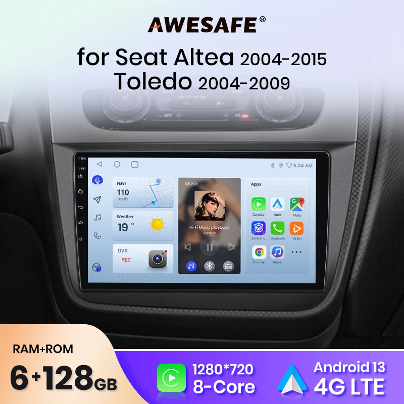 AWESAFE PX9 Plus Car Radio For Seat Altea XL Toledo 2004 - 2009 wireless CarPlay Android Auto No 2 din 2din DVD