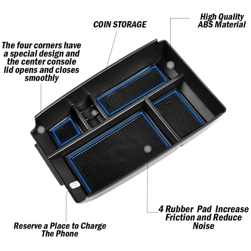 CYL-Center Console Organizer Tray for Ford Bronco Sport 2021 Escape 2020-2022 Armrest Secondary Storage Box Accessories,Blue