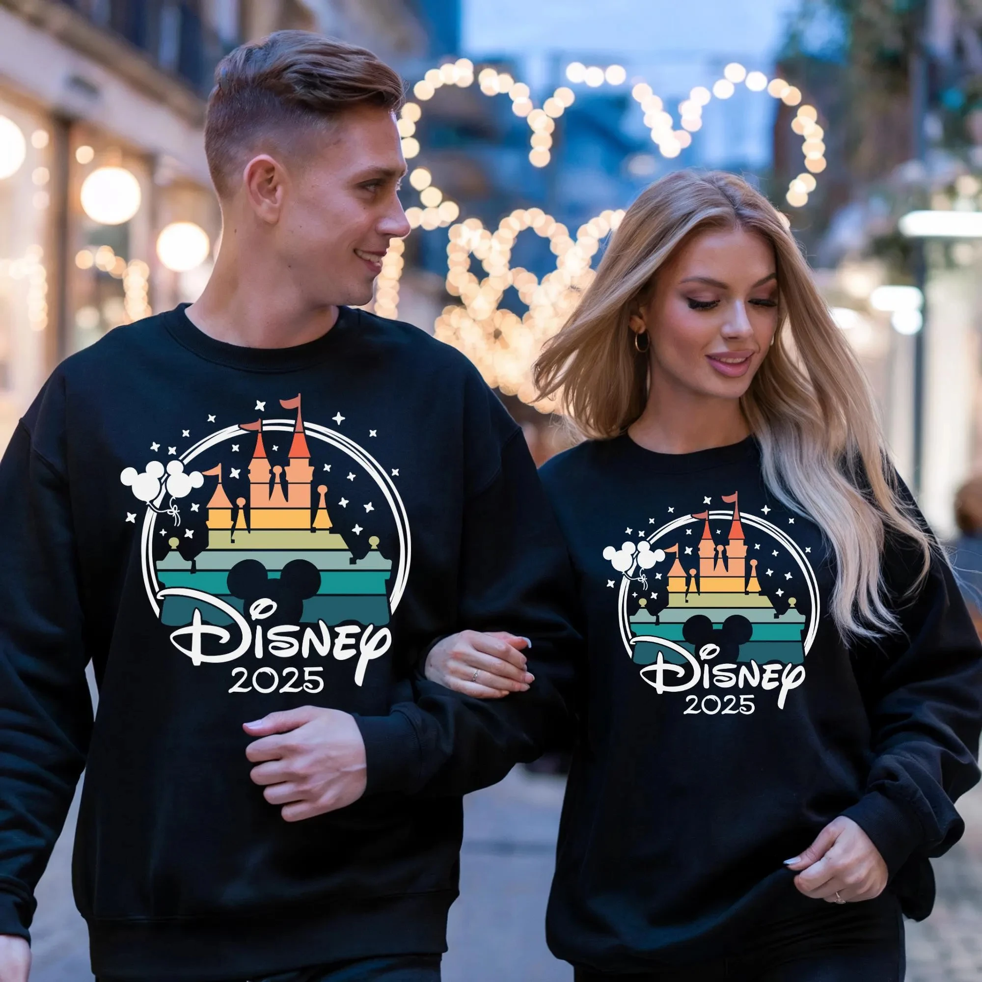 2025 Disney Mickey Peripheral doppelseitig bedruckter Pullover, amerikanischer Herbst- und Winter-warmer lockerer Rundhals-Hoodie für Mädchen