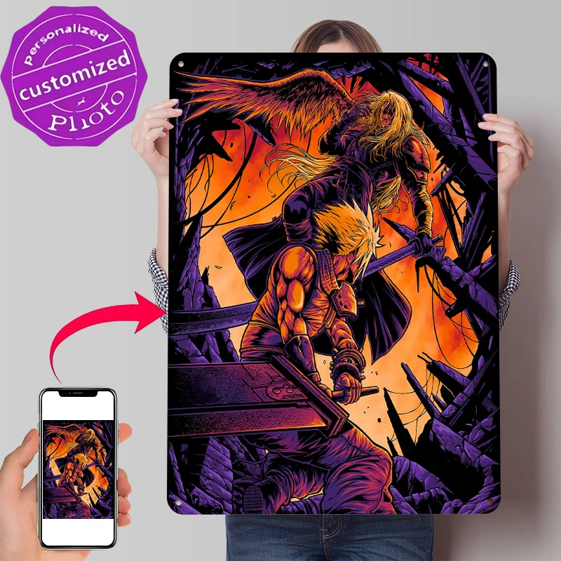 

Cloud Vs. Sephiroth Poster Vintage Metal Signs Wall Art Retro Tin Plaque for Room Article Decoration At Home Bar Accessories