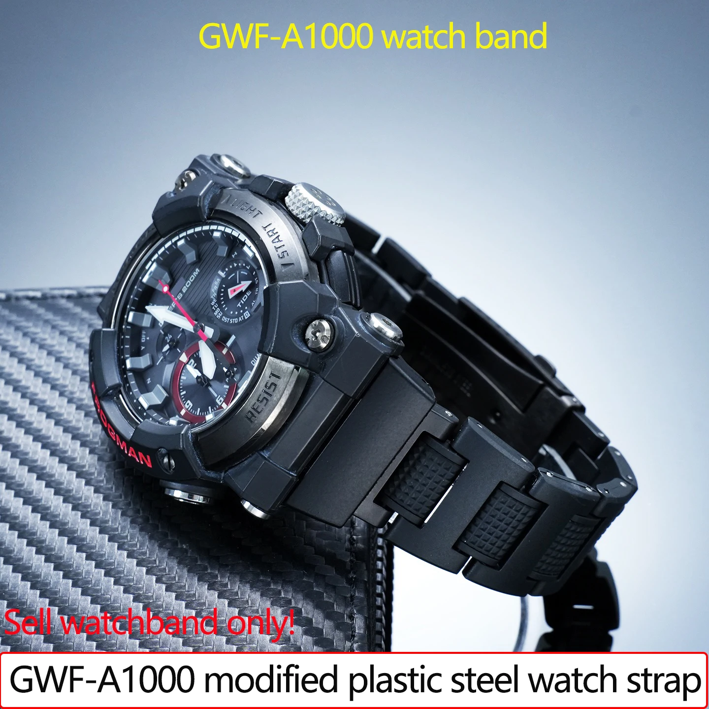 For Casio Seventh Generation Frogman Watch GWF-A1000 Modified Lightweight Plastic Steel Watchband GWF-A1000 Men's black Bracelet