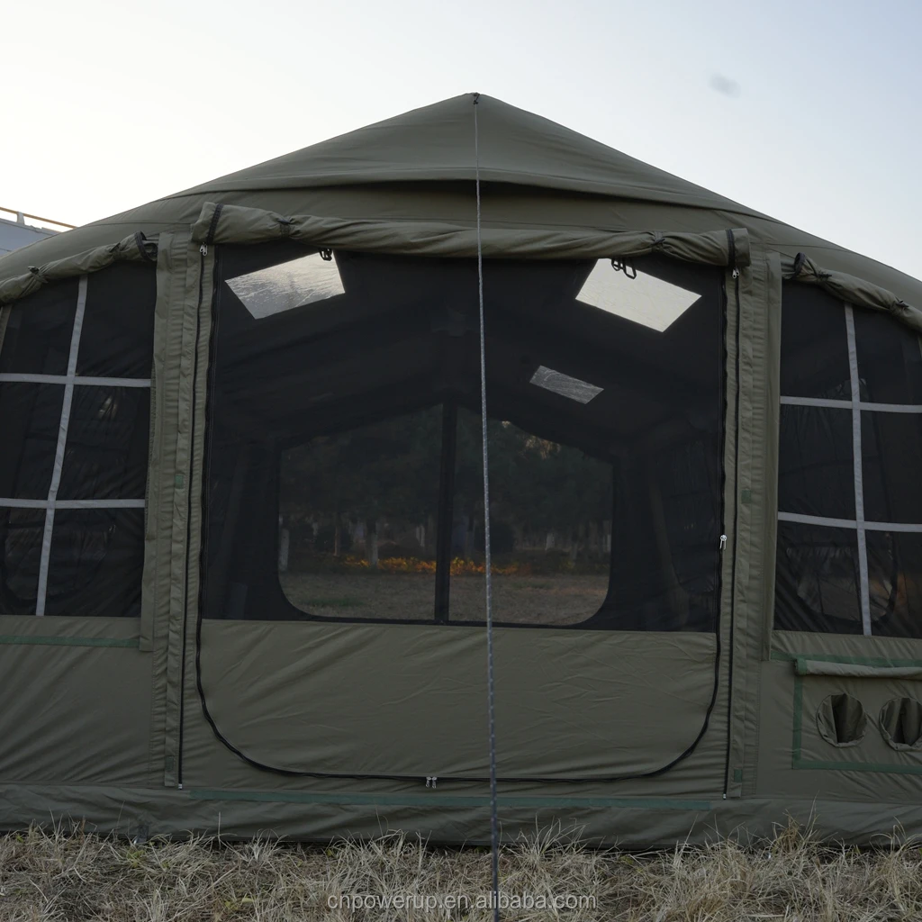Inflatable Camping Tent, 360x480x230 cm 210G Polyester Cotton, Air Column Tent