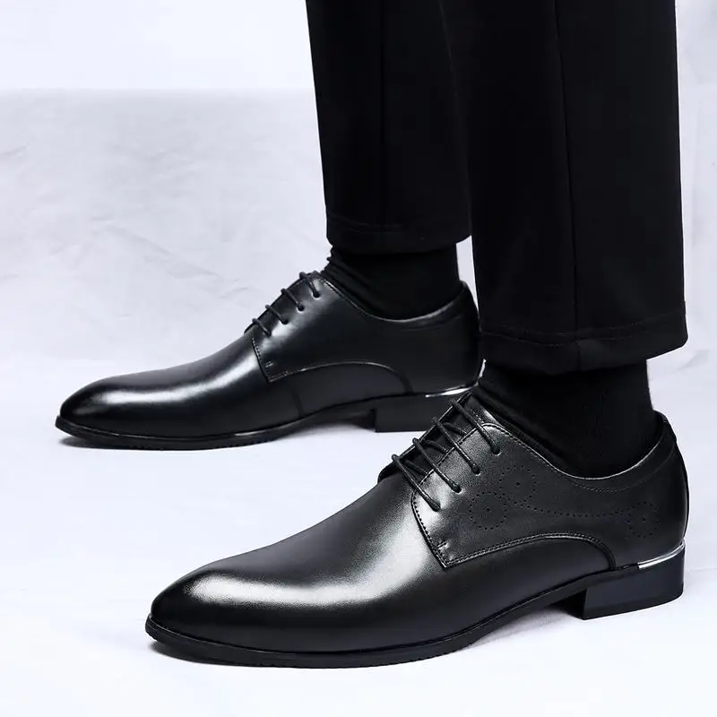 Chaussures plates italiennes en cuir véritable pour hommes, chaussures provoqué faites à la main, lacets Parker carrés, fête d'affaires, chaussures sociales, luxe