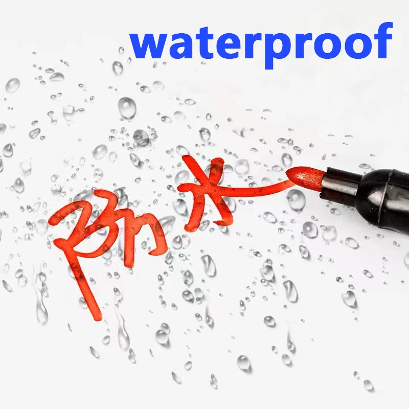 10/100 قطعة أقلام تحديد مقاومة للماء، حبر زيتي متين برأس سميك سريع الجفاف أسود أحمر أزرق لعلامة الخدمات اللوجستية السريعة للمدرسة