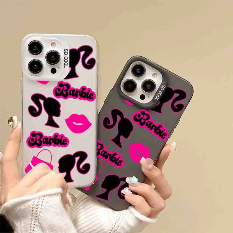 Custodia per telefono Barbie Princess Pink Kiss per iPhone 15 14 13 12 11 Pro Max 7 8Plus XR XS MAX MINI Y2K Girl Cute Anti Fall Back Cover