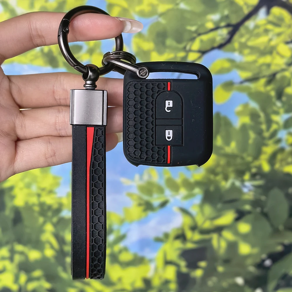 Non-slip Honeycomb Silicone Key Sleeve with Keychain For Nissan Micra K12 Note Navara Qashqai J10 Primera Almera Sunny X-Trail