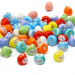 5Pc 10x9mm Multicolor Cute Mini Lucky Cat Head Glaze Ceramic Beads For Jewelry Making Earring Necklace Bracelet Charms Supplies