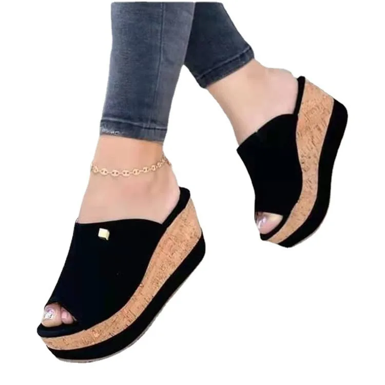 Nuove scarpe da donna Summer Fish Snout Peep Toe zeppe sandali con tacco piattaforma di moda scarpe da spiaggia pantofole all'aperto