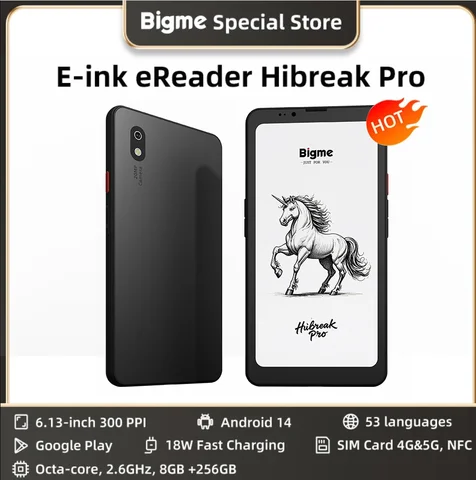 Bigme Hibreak Pro 6.13'' E-ink Ebook Reader, Eink Ebooks  HD Screen 300PPI, Dimensity 1080 CPU, 8+256GB, Android 14 OS E-book