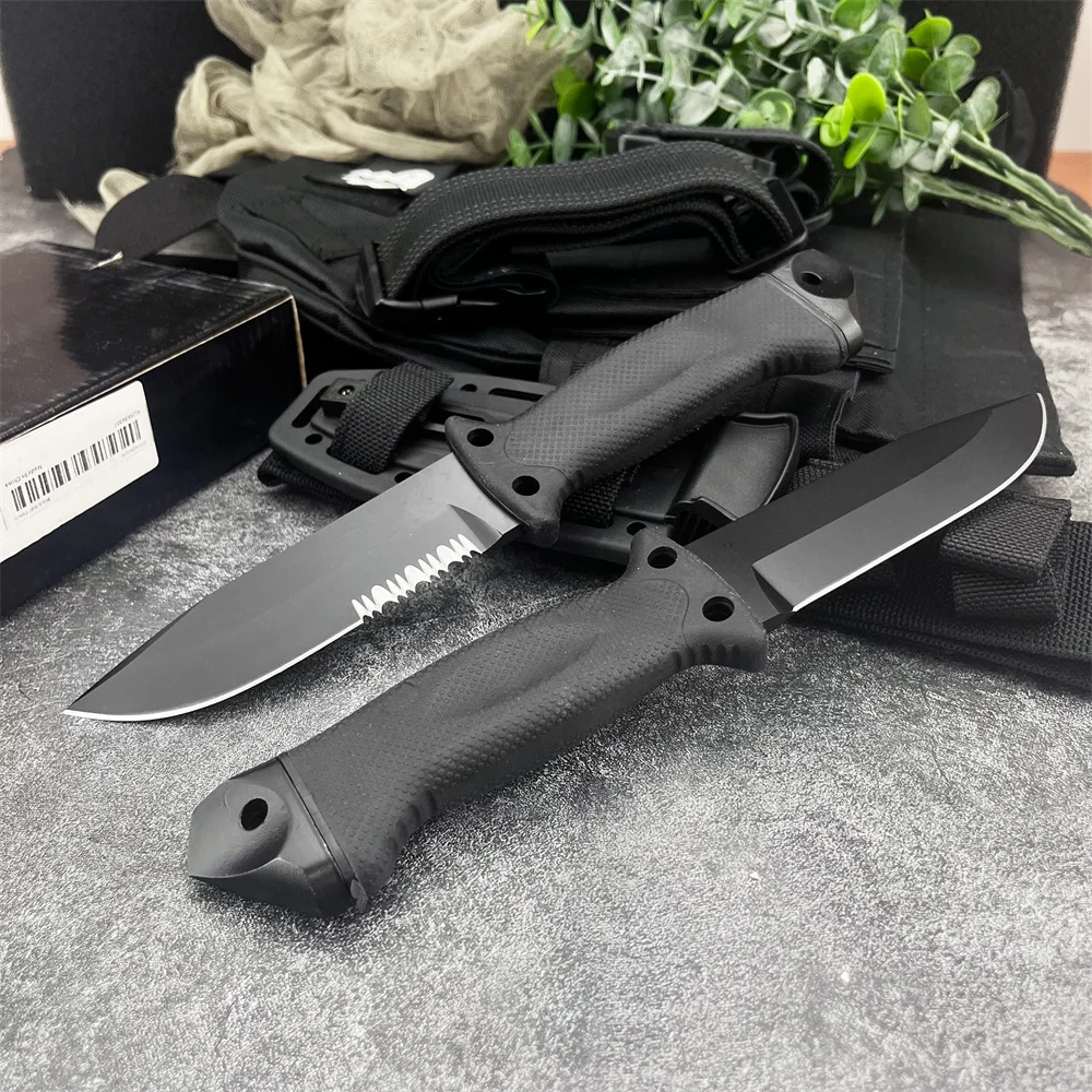 

GB 1400 Professional Tactical Knife 8Cr13Mov Blade Rubber Plastic Handle Men's Bushcraft Hunting Utility Gear