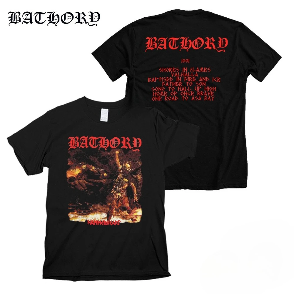 BATHORY Band تي شيرت رجالي صيفي موضة الشارع تريند كم قصير قطن مريح فضفاض ملابس للرجال والنساء #1