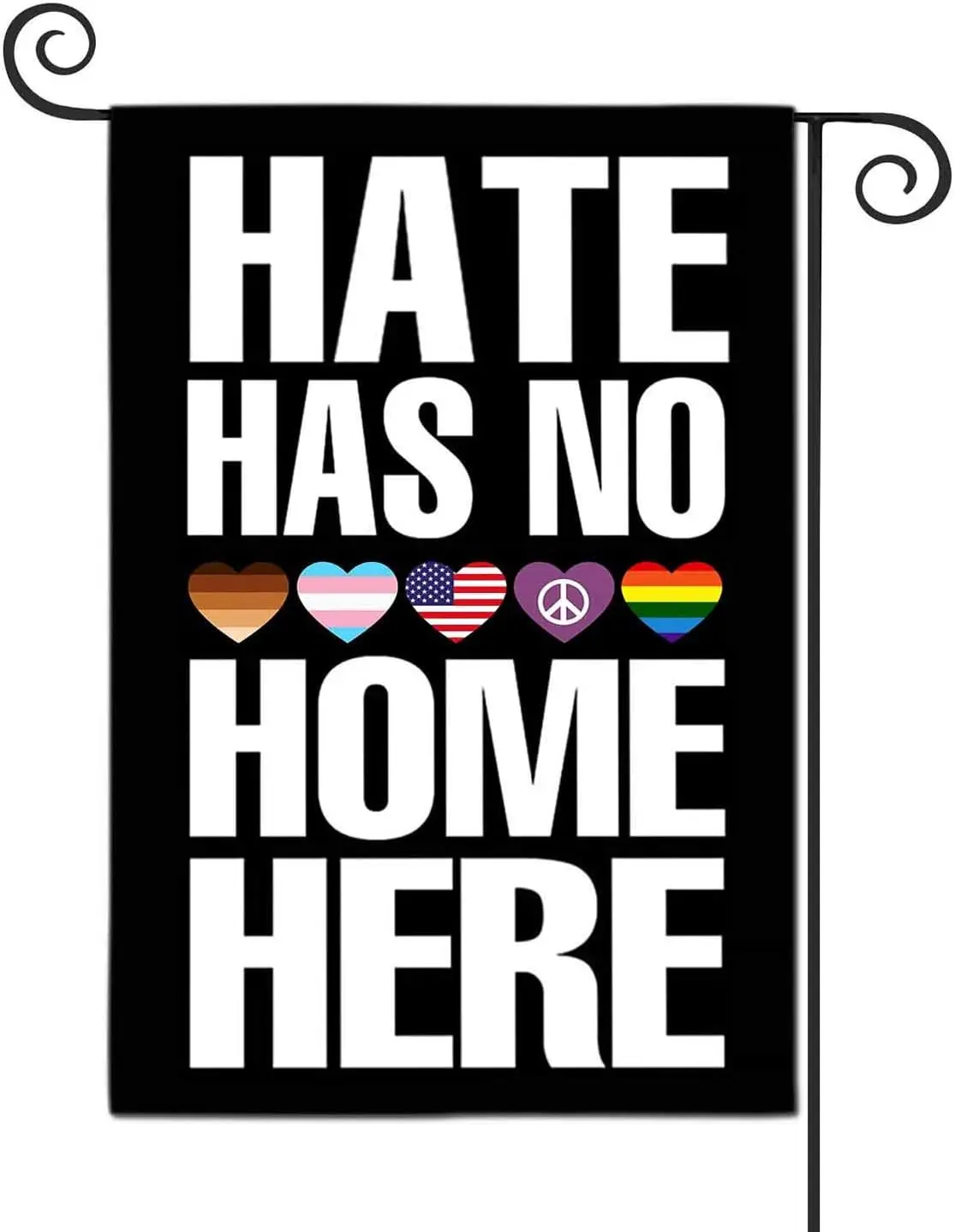 FANDEER Hate Has No Home Here Garden Flags Decorative Outdoor Flags Simple and Light 12 X 18 Inches Double Sided