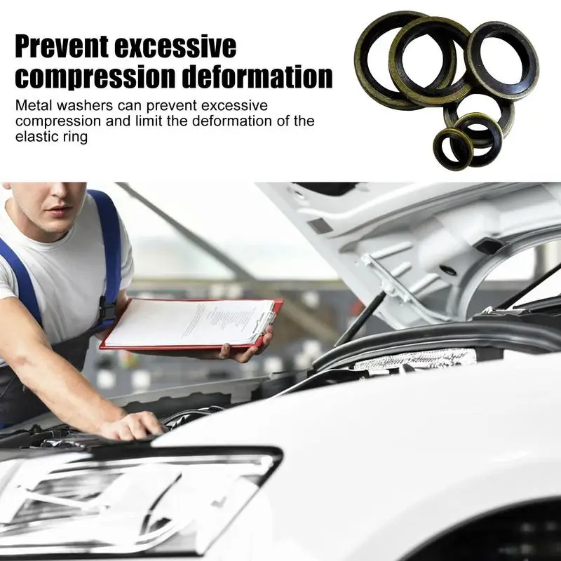

Металлическая уплотнительная шайба, 150X склеенная шайба, ассортимент уплотнений, многофункциональный набор металлических колец для дробления, набор для ремонта автомобиля, износостойкий