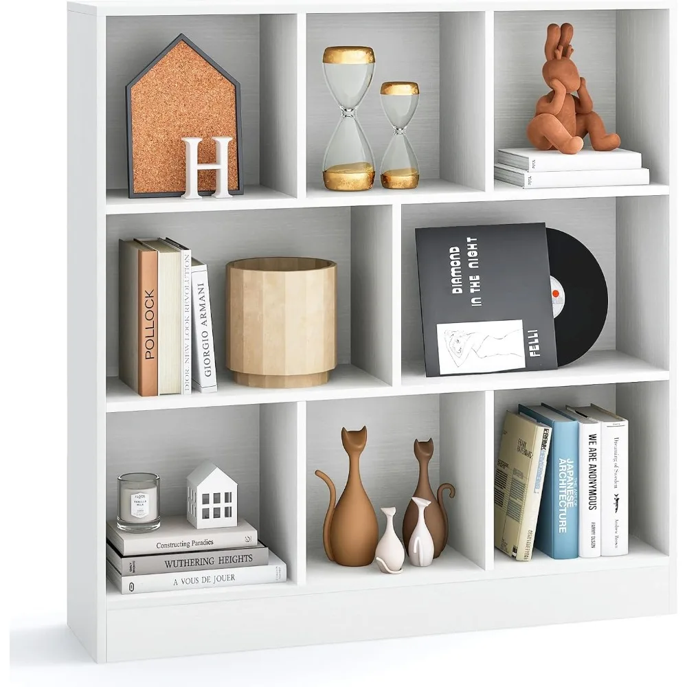 

Книжный шкаф на 8 ячеек, напольный, длиной 39,5 дюйма, с 2 комплектами защиты от опрокидывания, отдельно стоящий органайзер для хранения, 4-ярусная полка для демонстрации, для дома