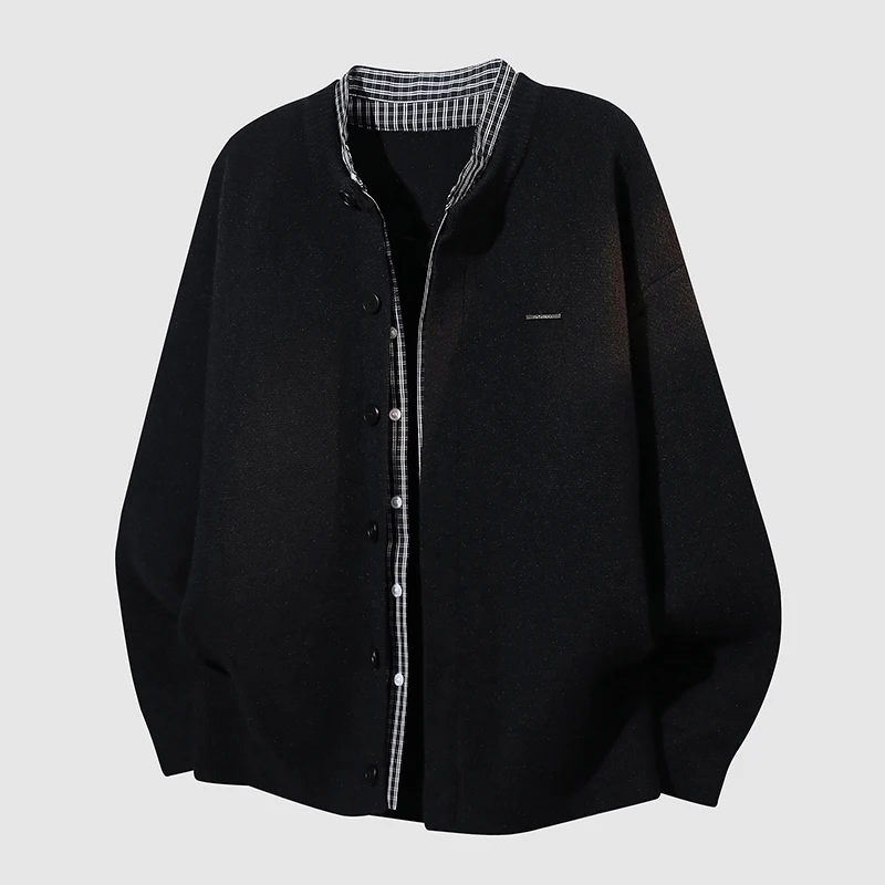 

Мужской повседневный свободный вязаный кардиган, утепленный, осенне-зимний, новый, однотонный, в японском стиле, свитер-жакет