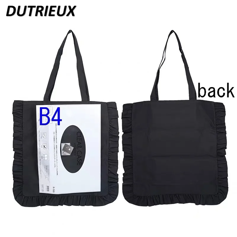 Japanese Style Handbags for Women Pleated Lace Tote Bag 2024 New Casual Shoulder Handbag All-Match Shopping Women\'s Bags