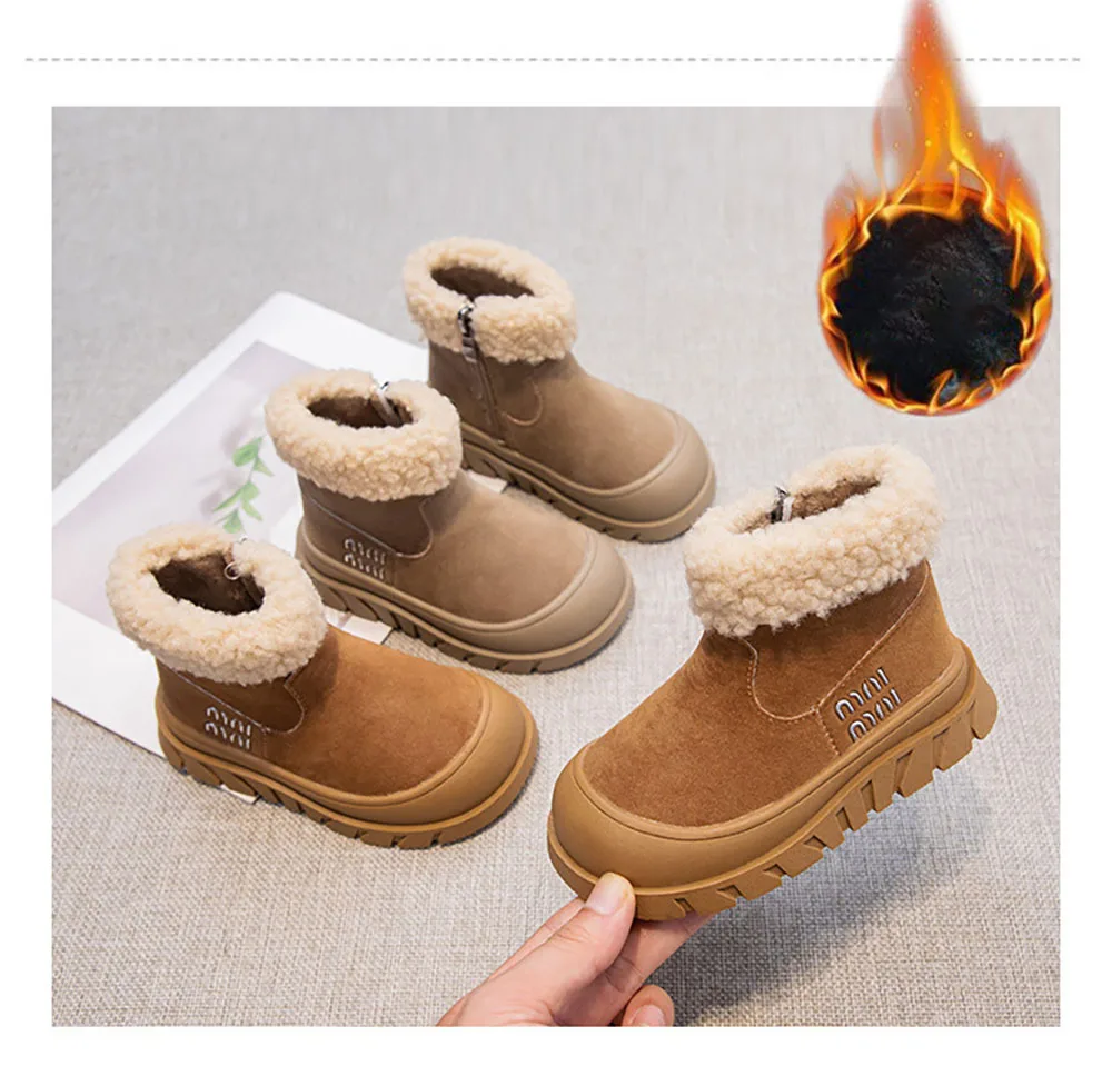 Faux Fur Winter Boots For Girls Trend Fashion Vintage Girl's Snow Boots Thick Warm Cotton Shoes For Teenager Girls Plush Boots