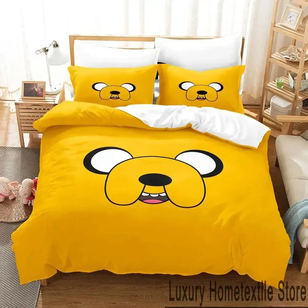 Cartoon The Dog Face Adventure Time Finn Jake Bedding Set Duvet Cover Bed Set Quilt Cover Pillowcase Comforter king Queen Size