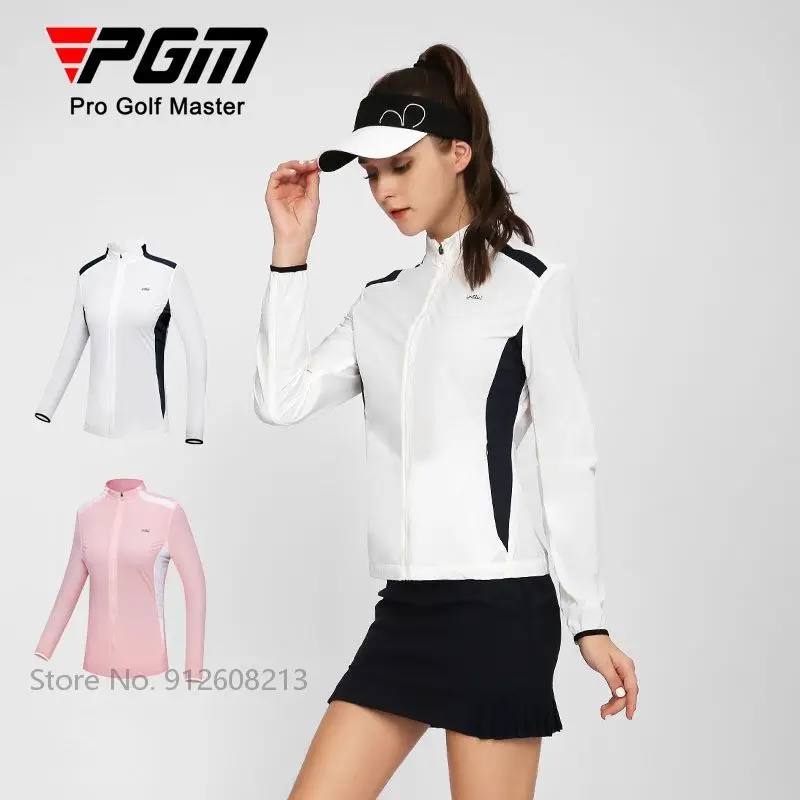 PGM Summer Thin Cooling Golf Outwear Female Long-sleeved Sunscreen Golf Jackets Women Breathable Sports Tops Full Zipper Coat