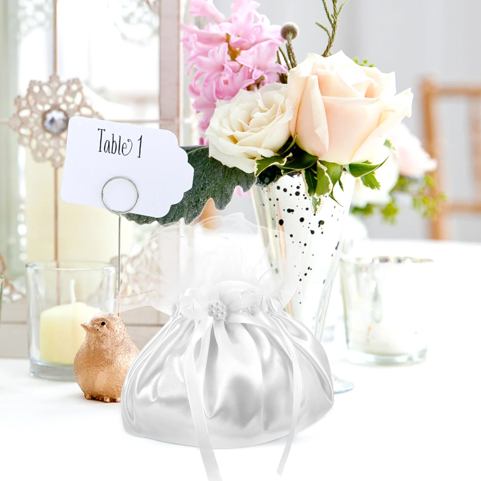 

Wedding Dolly Bag Bridal H bags Bridesmaid Pouch White Fabric Storage Drawstring Gift Box Packaging Bag Party Supplies