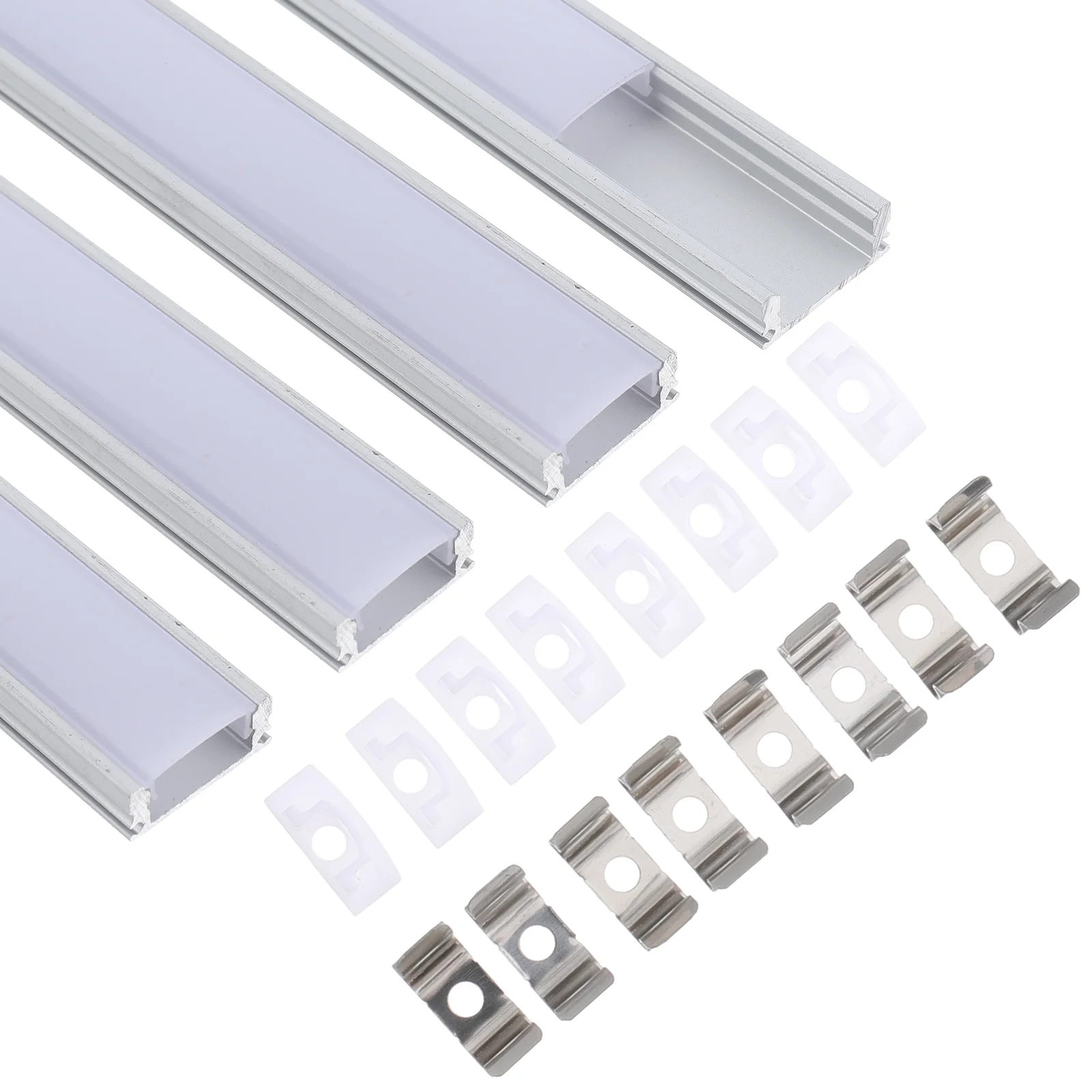 

4 Sets U-shaped Aluminum Groove Strip LED Cover Channel System Shell Shine Protective for Profile Housing Alloy