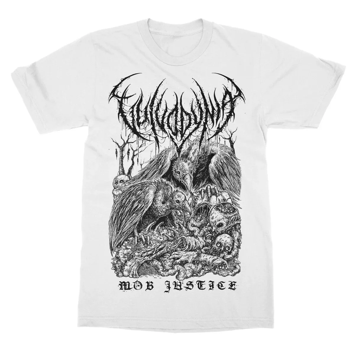 Grim Vulture and Corpse Horror Poster T Shirt, Vulvodynia Mob Justice Vintage Black White Sketch Graphic T Shirt, Unisex T Shirt