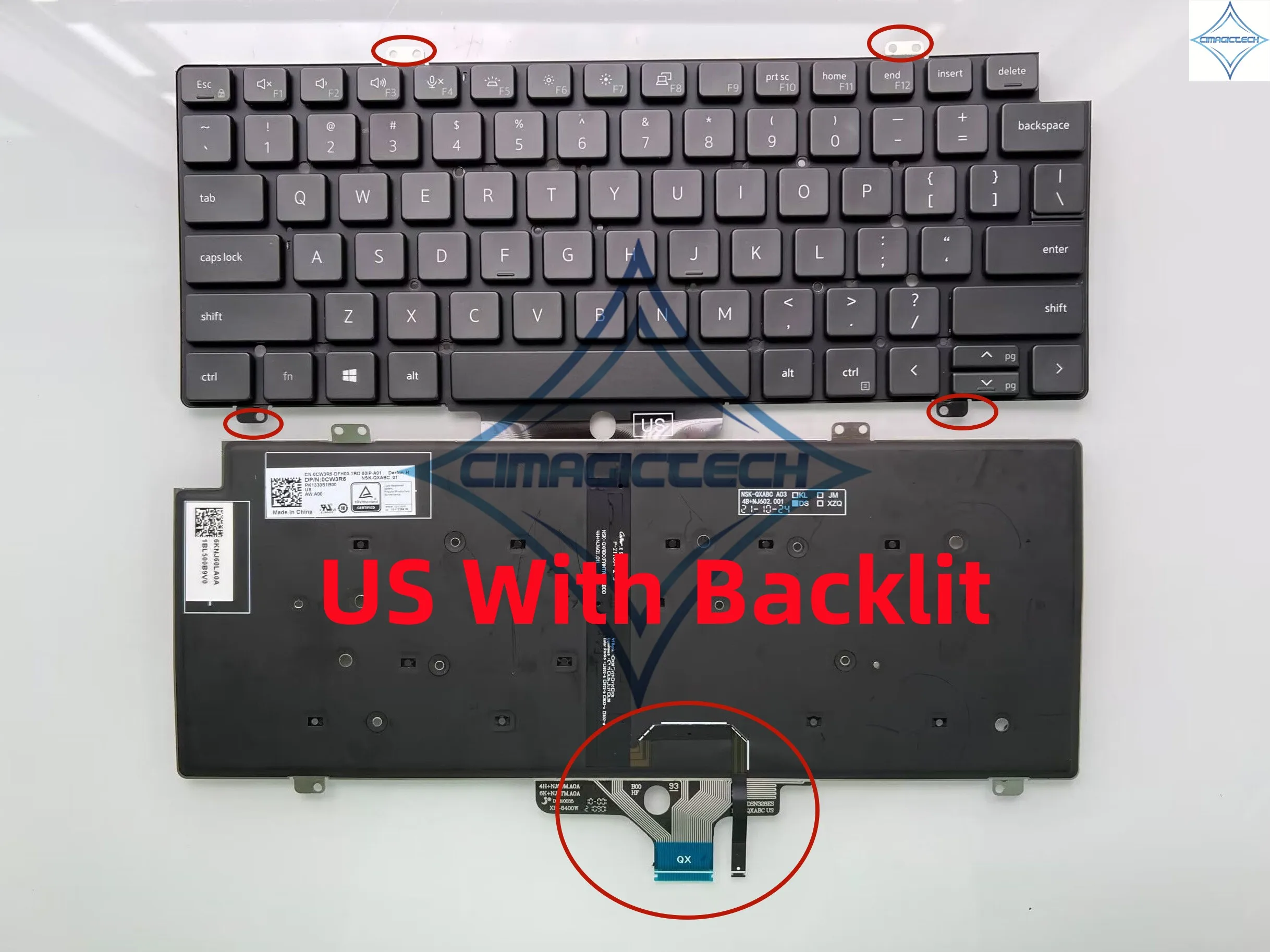 Dell Latitude 7420 7430 Keyboard 0CW3R6 Backlit RU UA US
