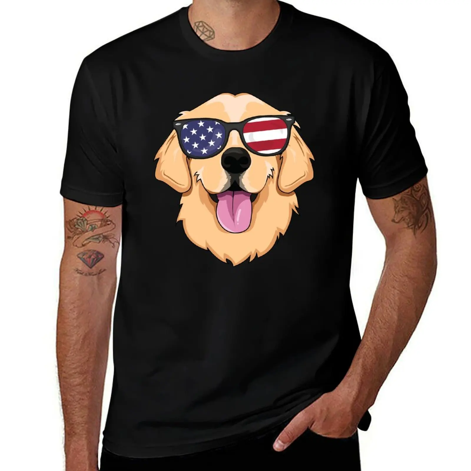 American Golden Retriever T-Shirt for Men Boys USA Dog T-Shirt for a boy Aesthetic clothing shirts graphic tee men