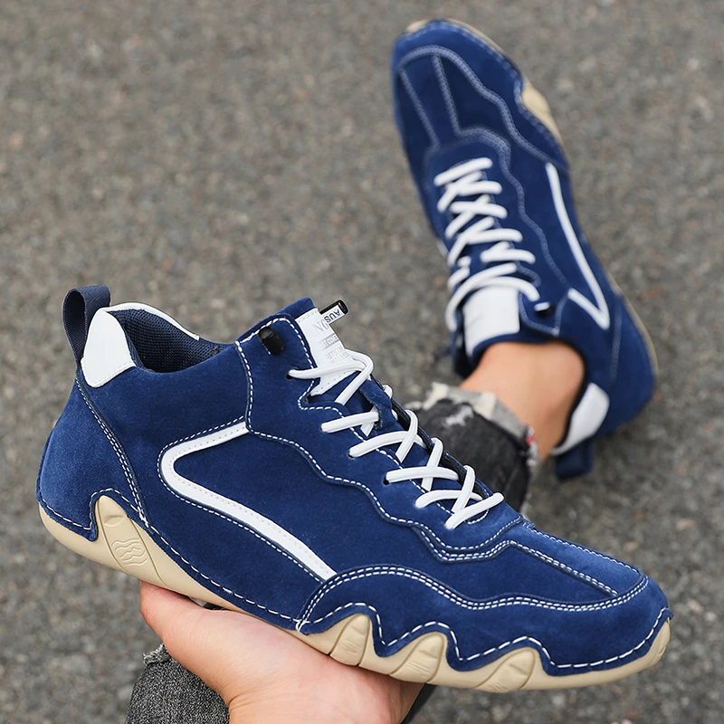 الرجال الجلود عادية المألوف قدم واحدة المتسكعون العلامة التجارية أحذية رياضية قارب أحذية أحذية التنزه أحذية رعاة البقر للرجال حذاء من الجلد 2025 #5