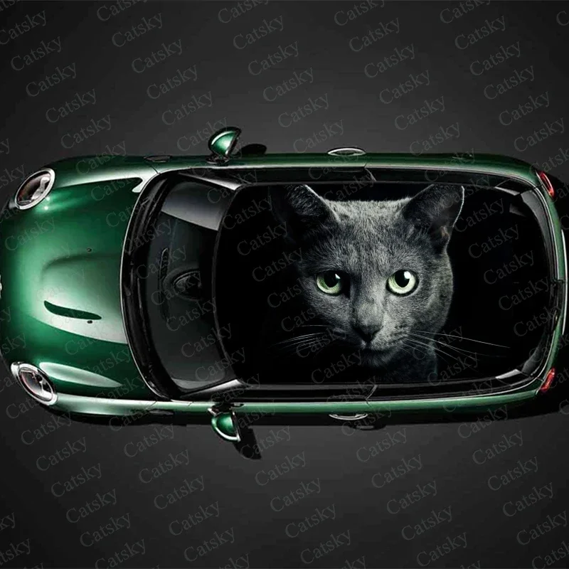 Custom Black Cat Car Roof Sticker Decoration Film SUV Decal Hood Vinyl Decals Graphic Wrap Vehicle Protect Accessories Gift