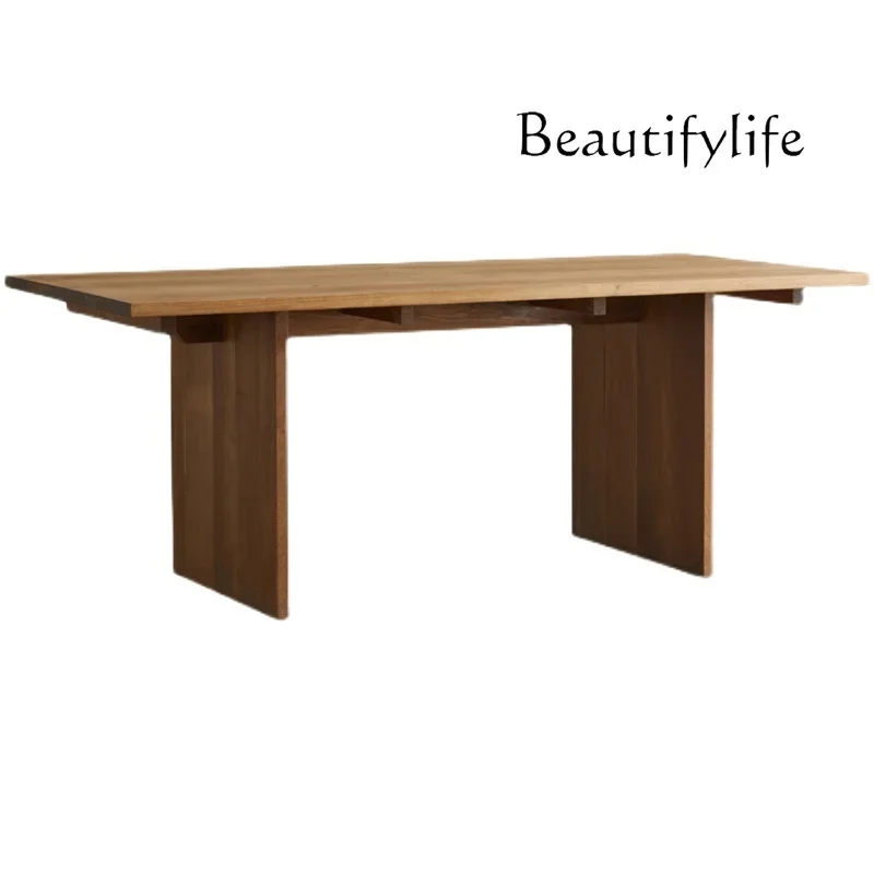 

Medieval wabi sandy wind solid wood long dining table Nordic home desk