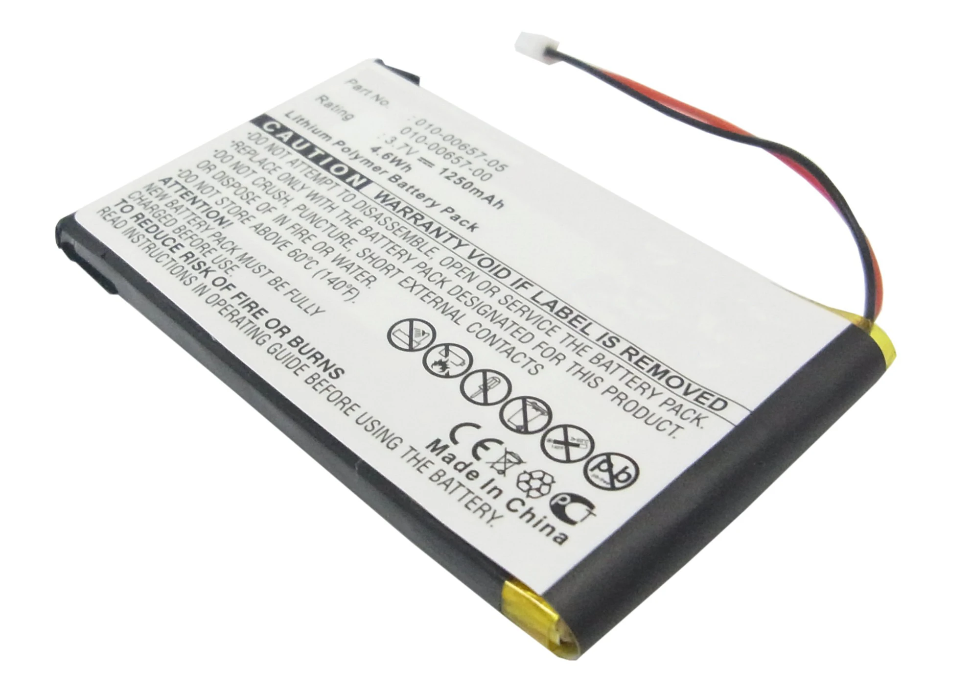 

Replacement Battery for Garmin:Nuvi 700 ( 2 wires ),010-00657-00,010-00657-05,010-00657-10,GPS, Navigator-1250mAh