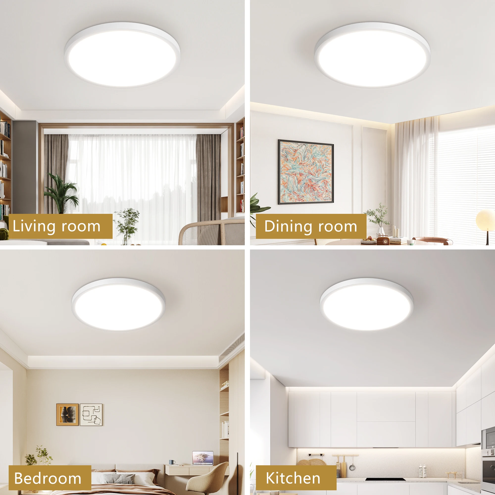 6PK 12 Inch LED Flush Mount Ceiling Light, 24W, 2880LM, 2700K-6500K 5 CCT Selectable Super Slim Low Profile Ceiling Light