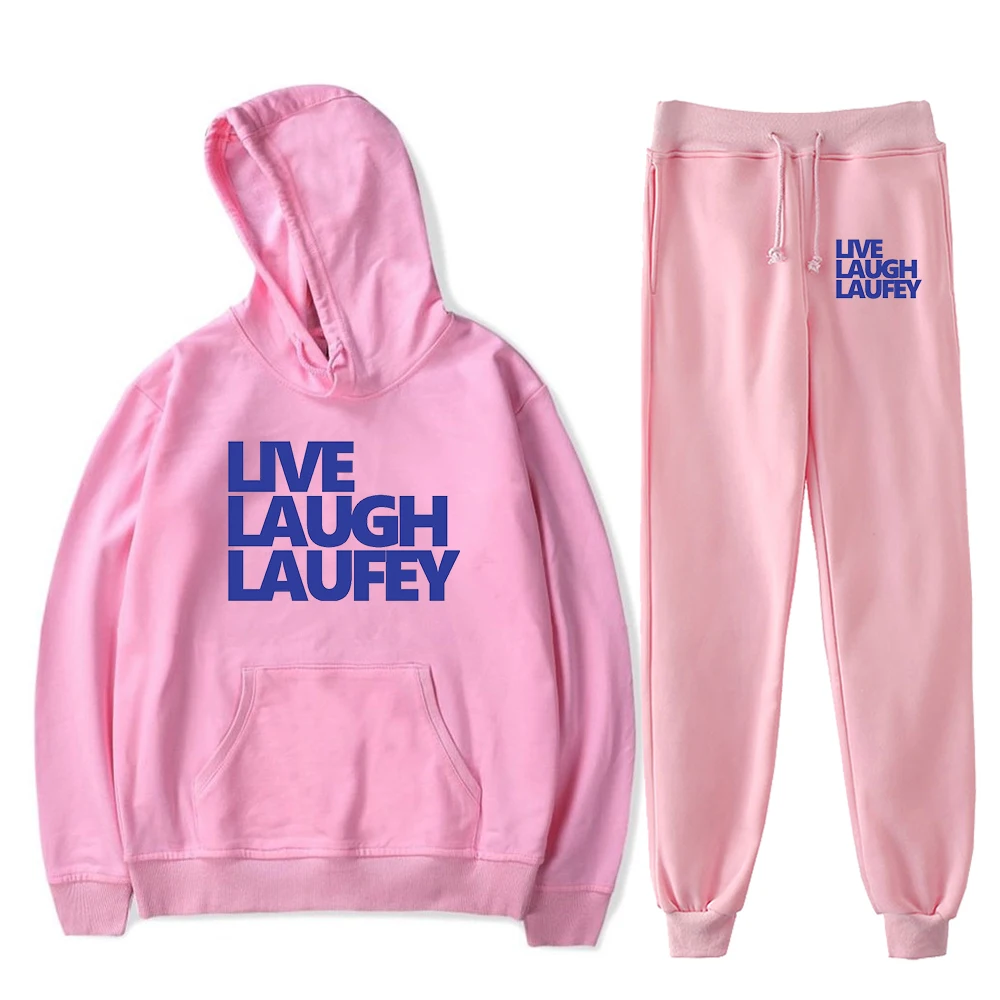 Laufey Merch Live Laugh Laufey هوديي بنطال رياضي قطعتين مجموعة بلوزات + Sweatpants 2023 موضة جديدة للرجال والنساء مجموعة