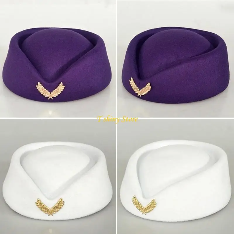 N58F Vrouwen Baret Caps Hoeden Stewardess Cosplay Kostuum Accessoires Stage-performance