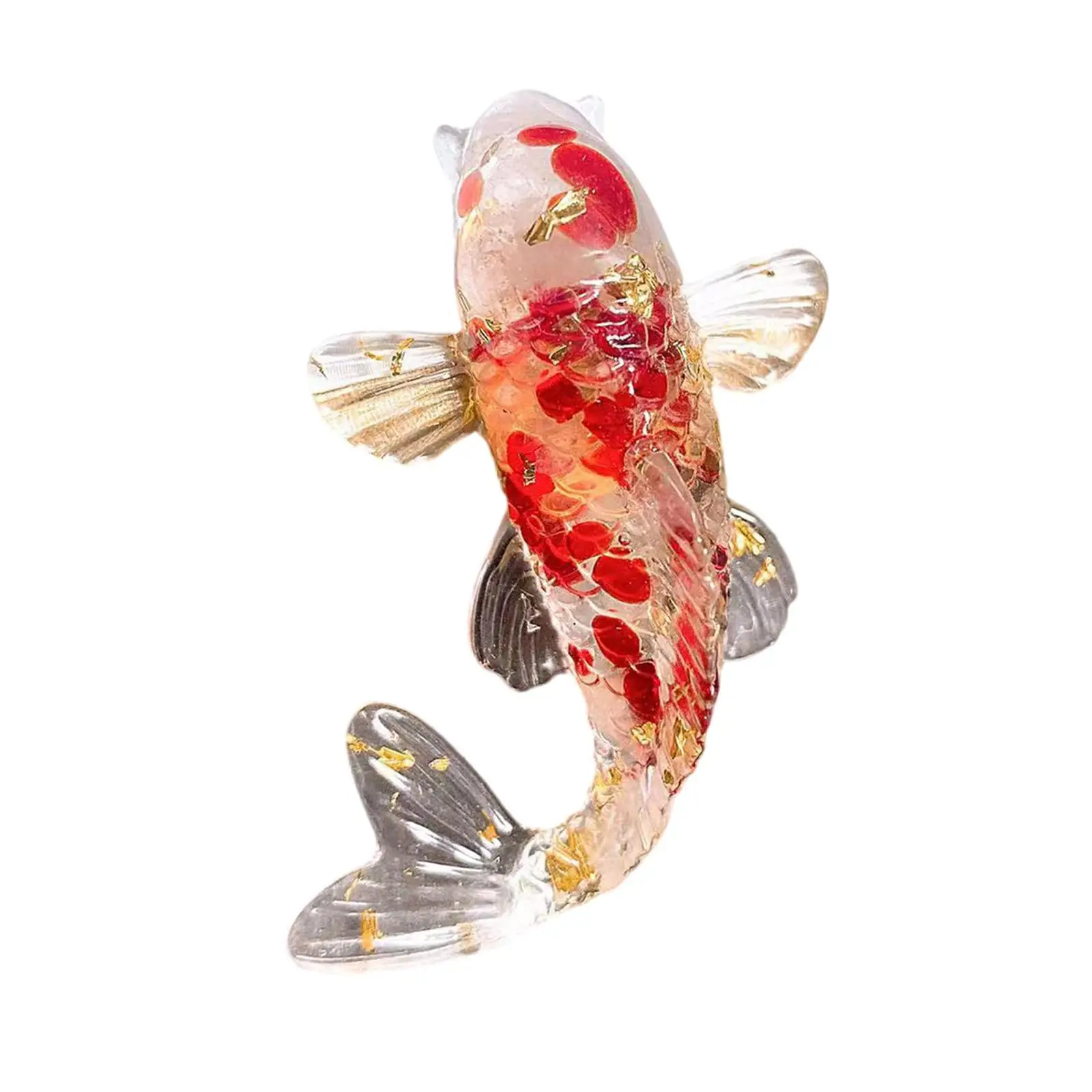 Epoxy Resin Koi Fish Small Animal Sculpture Decorative Figurine for Desktop and Car Dashboard Display