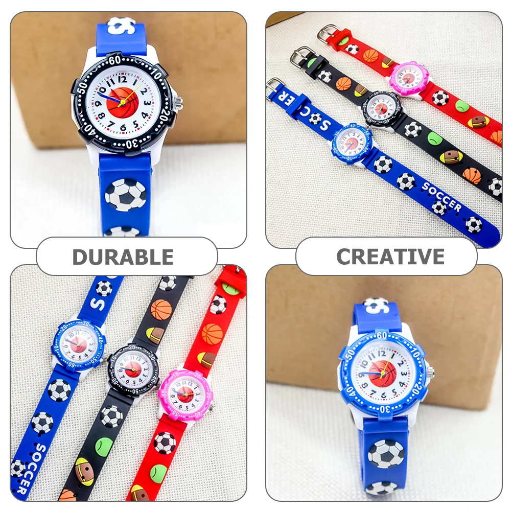 Adorable Kids Cartoon Basketball Pattern Digital Wrist Watch Adjustable Strap Boys Sports Theme Children Belt Time Learning