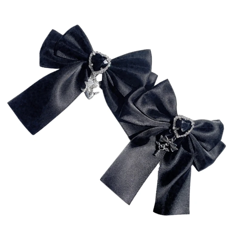 Sweet Girly Dark Bow Hair Clip Bow Gothic Y2K-style Bow Bunches Accessories Sweet Balletcore