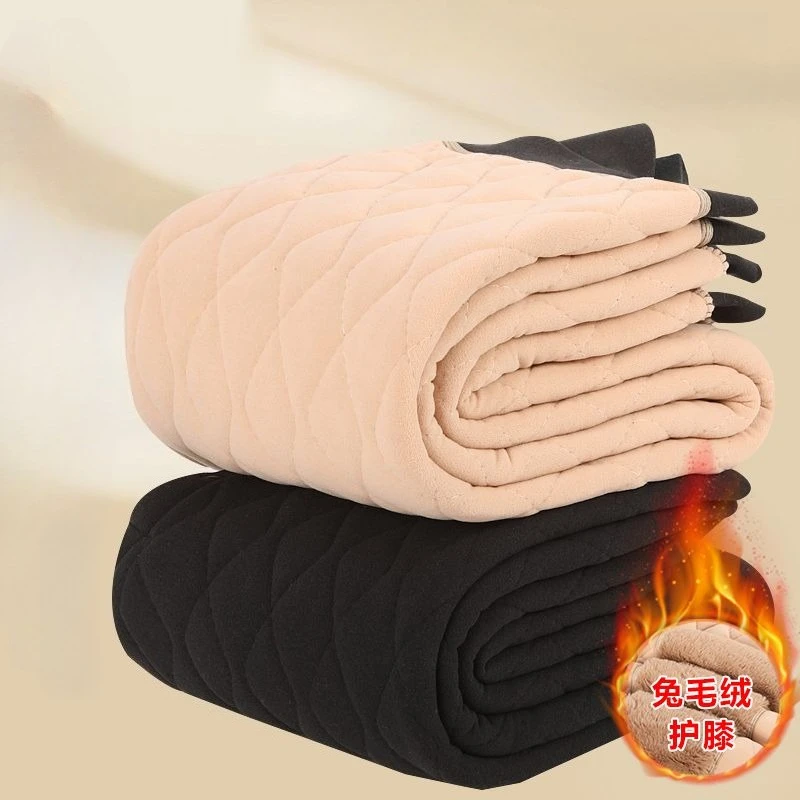 Men Pants Ultra-Thick Fleece Lined High-Waist Protective Knee-Length Fleece Slim Fit Bottoms Self-heating Thermos Warm Trousers