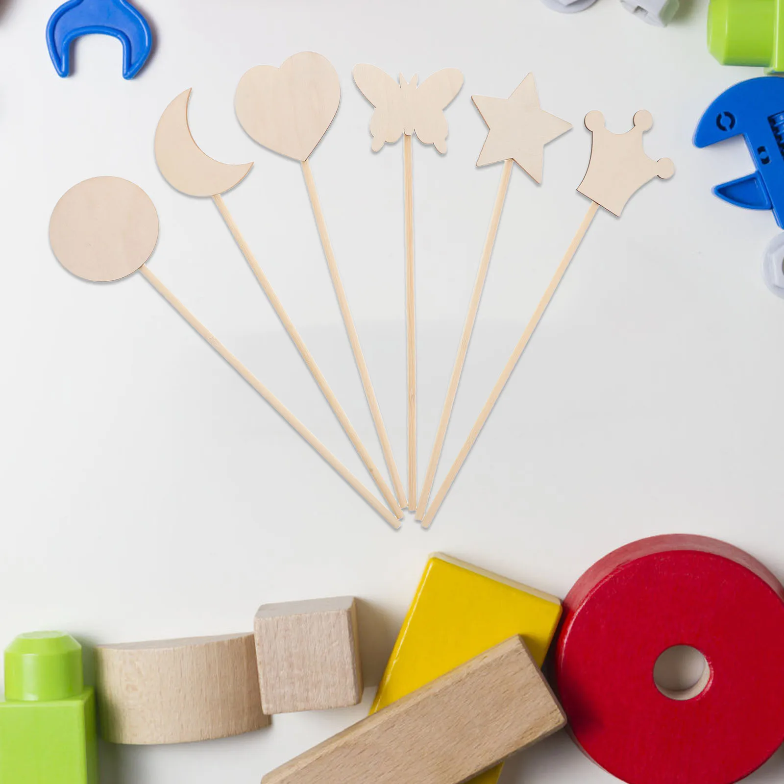 

12Pcs Wooden Fairy Wands DIY Craft Kit Unfinished Princess Moon Crown Sticks for Halloween Birthday Party Decorations