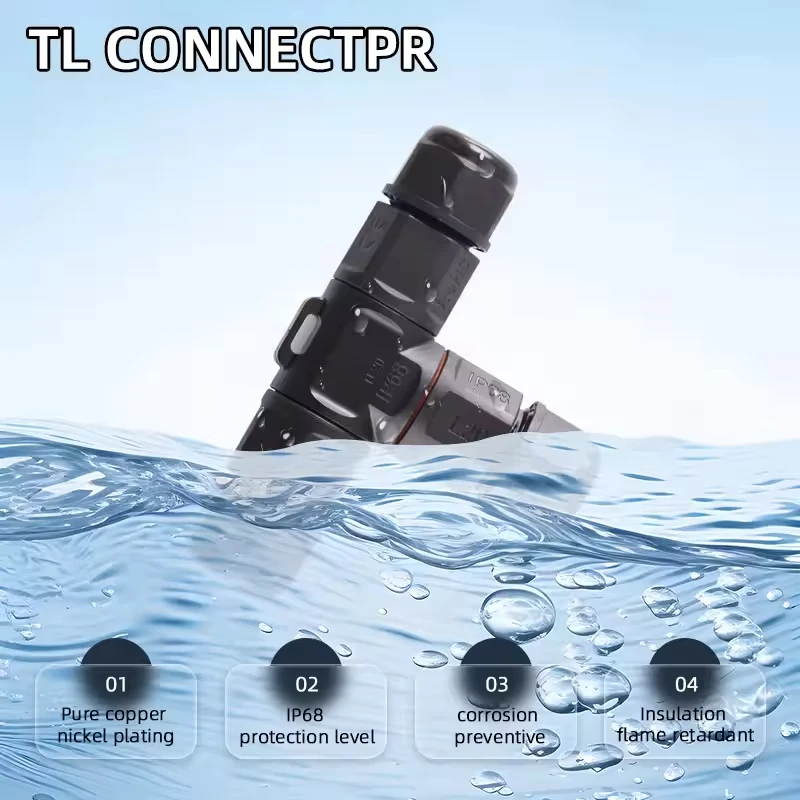 TL20 T-Shaped 3-Way Waterproof Cable Connector IP68 2 Pin 3 Pin Screw Terminal M20 Thread Nylon for LED Outdoor Solar Industrial