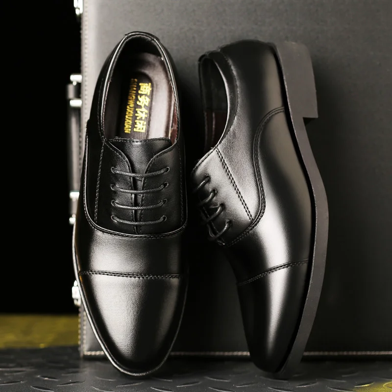 Men Breathable Rubber Formal Dress Shoes Male Office Wedding Flats Footwear Mocassin Homme Business Faux Leather Shoes