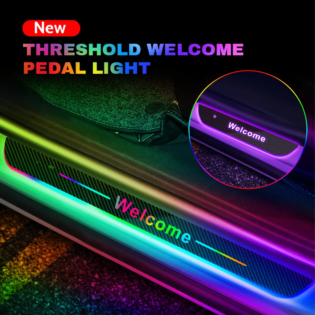 

2PCS Car Door Sill Light LED Threshold Light Automatic On/Off Infrared Sensing Pedal Welcome Light Carbon Fiber Atmosphere Light