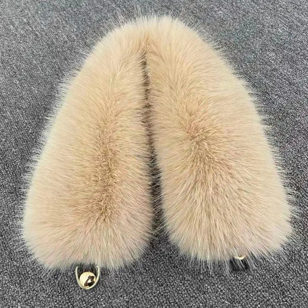 

Faux Fur Collar Adjustable Faux Fur Neck Scarf Removable Plush Winter Warmer Wrap Puffy Collar Trim with Button Fastening 80%