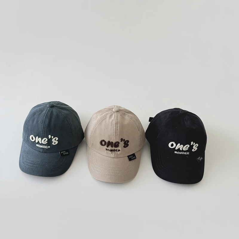 

Solid Color Letter Baby Baseball Hat Vintage Hip Hop Kids Snapback Cap Adjustable Cotton Long Brim Toddler Sun Hats